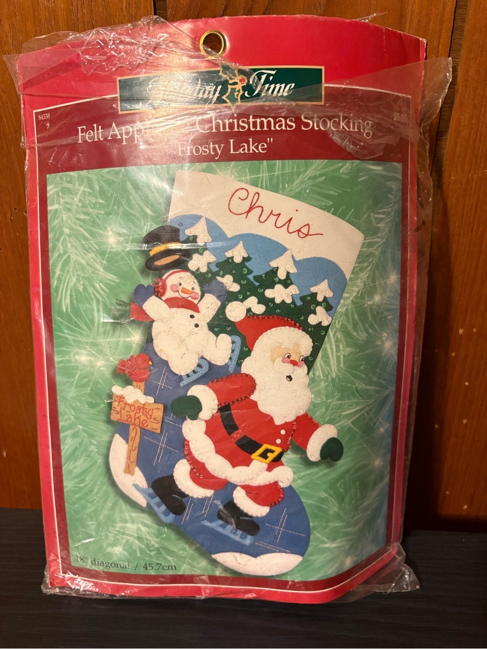 Holiday Time 'Frosty Lake' Blue Felt Appliqué Christmas Stocking - Holiday Time